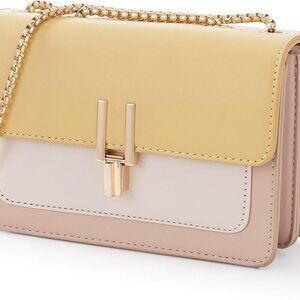 Color-Block Crossbody Bags for Women Leather Cross Body Purses Cute Designer Han